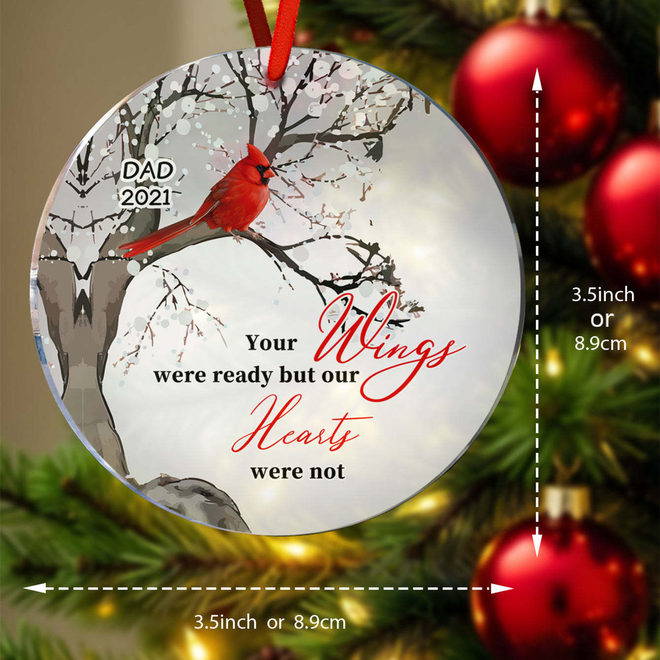Personalized Memorial Ornament Cardinals Blossom Tree Christmas Ornament Gifts for Family - Myphotowallet