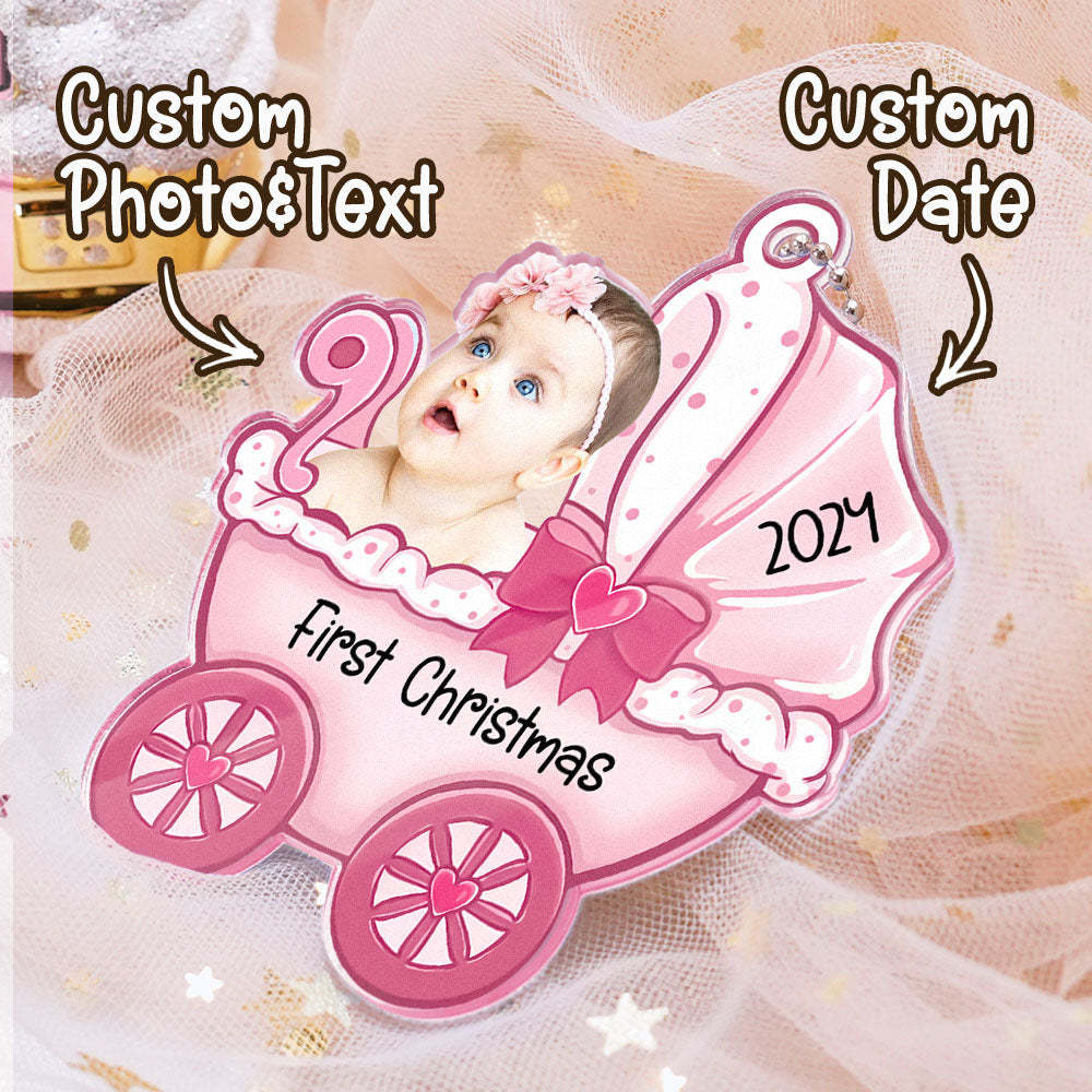 Personalized Baby's Carriage Ornament Photo Christmas Ornament Gift for Baby - Myphotowallet