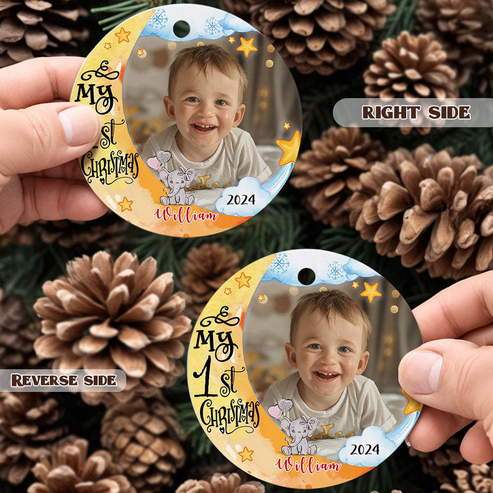 Personalized Baby's First Christmas Ornament Cute Elephant Christmas Ornament Gift for Kid - Myphotowallet
