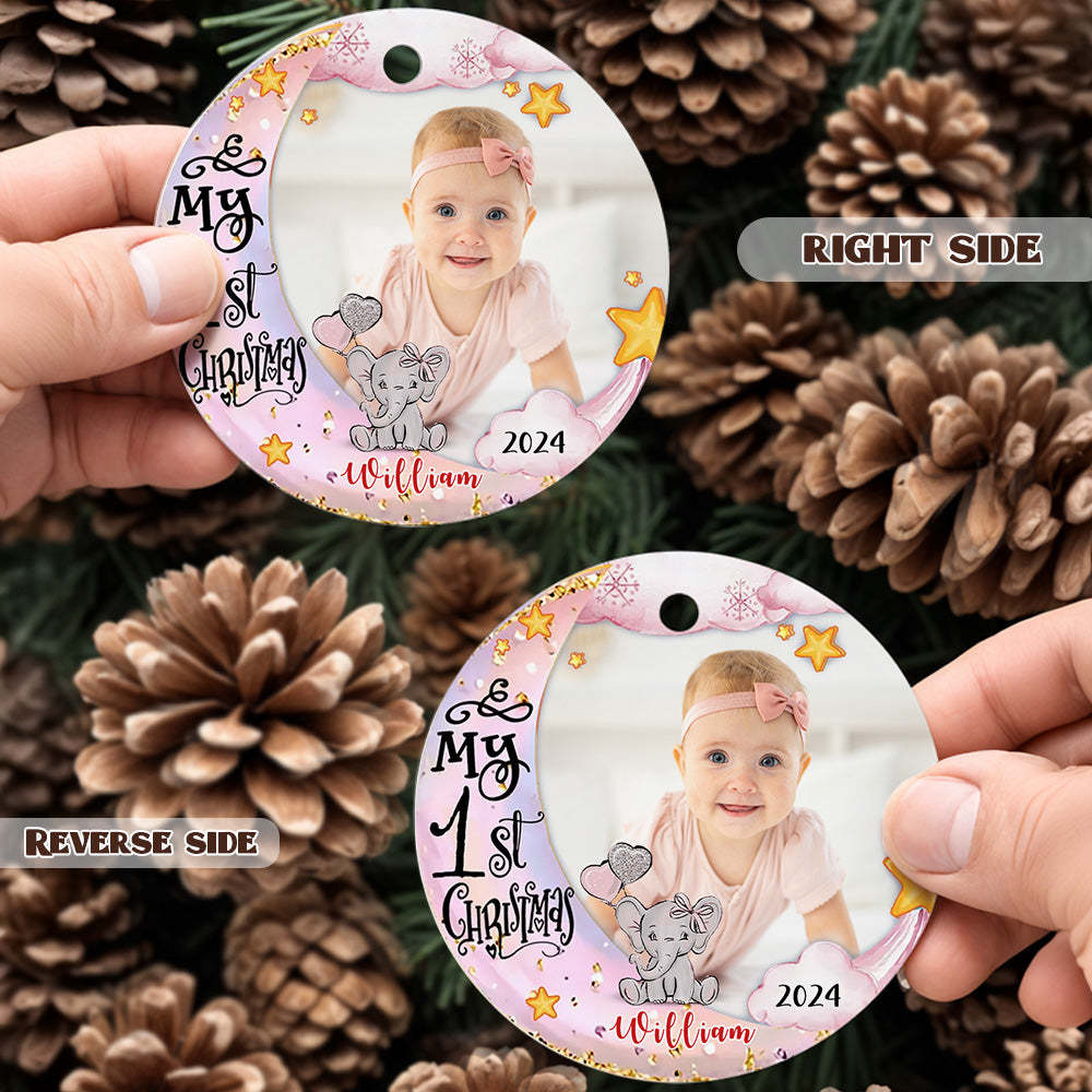 Personalized Baby's First Christmas Ornament Cute Elephant Christmas Ornament Gift for Kid - Myphotowallet