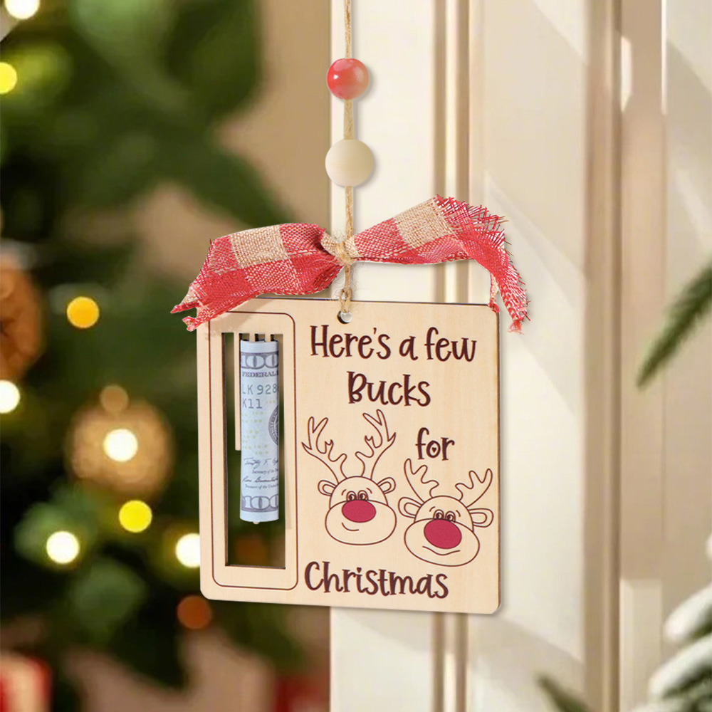 Personalized Wooden Christmas Money Holders Festive Gift Card and Cash Keepsakes