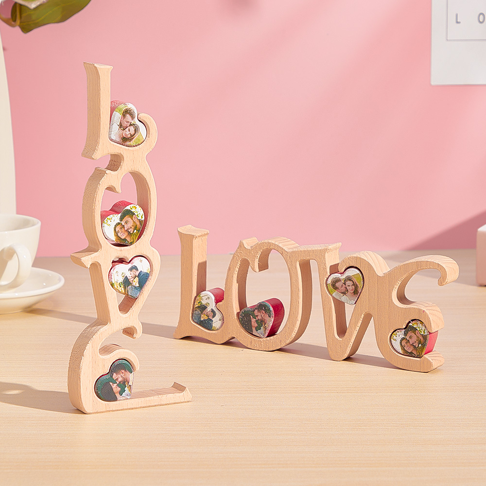 Personalized LOVE Hearts Photo Wooden Decoration Custom Gift for Couples Anniversary Valentine's Day Gifts