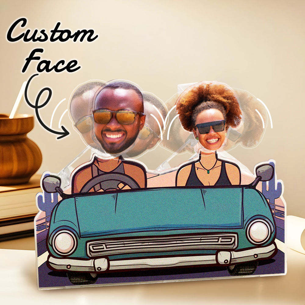 Personalized Face Couple In Car Shaking Head Standee Gift for Couple -