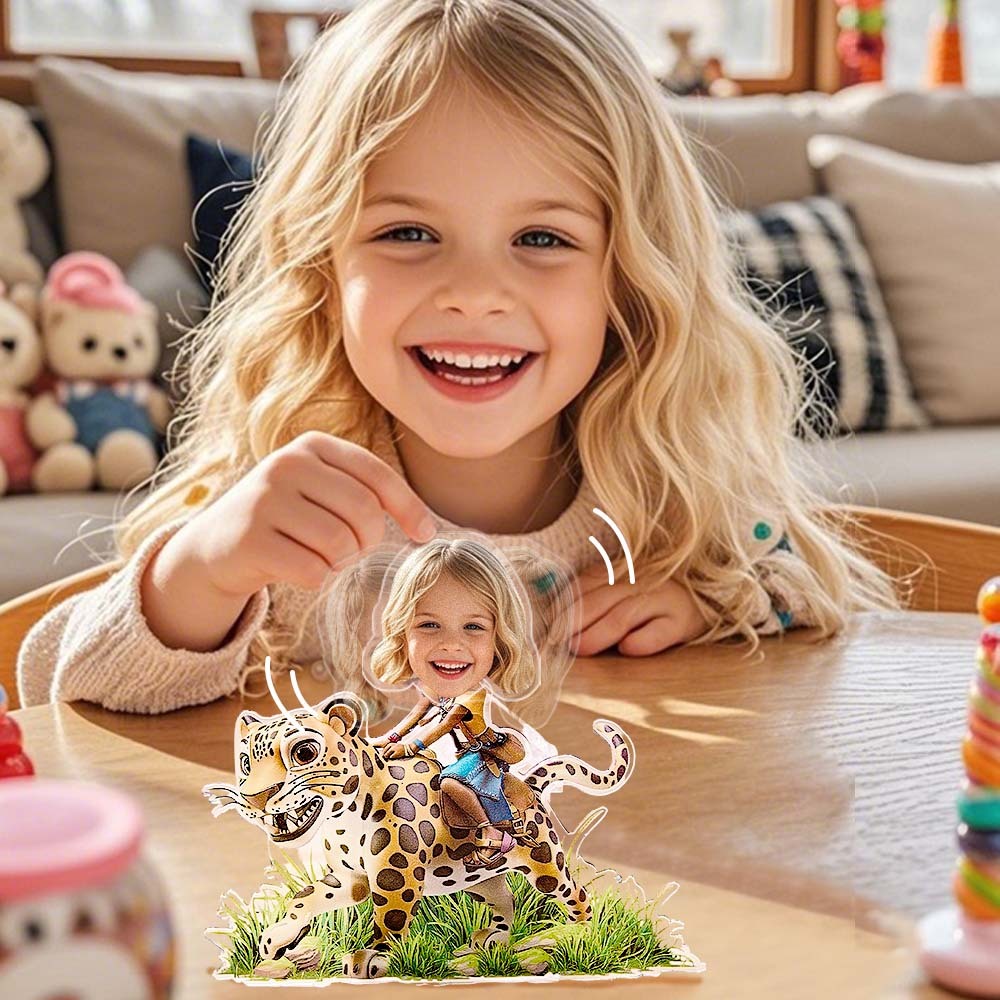 Personalized Face Kids and Animal Shaking Head Standee Gift for Kids -