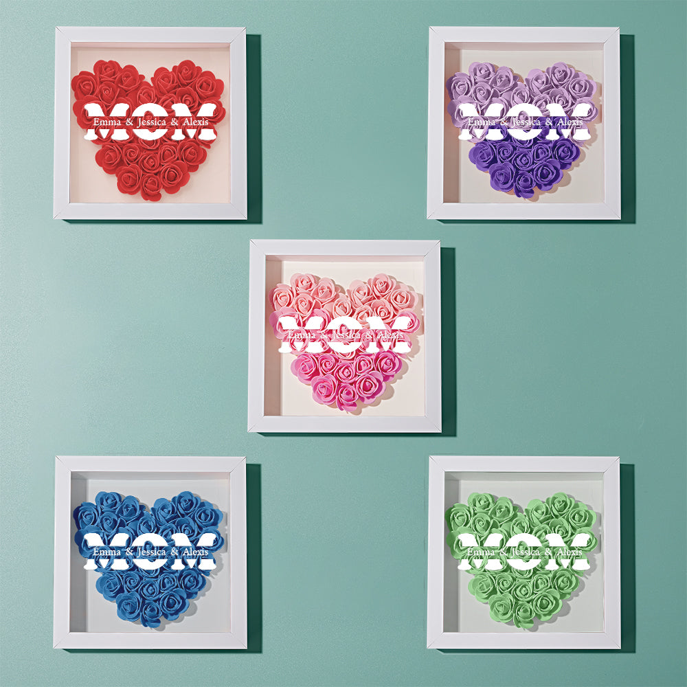 Custom Name Flower Shadow Box Frame Mother's Day Gift -