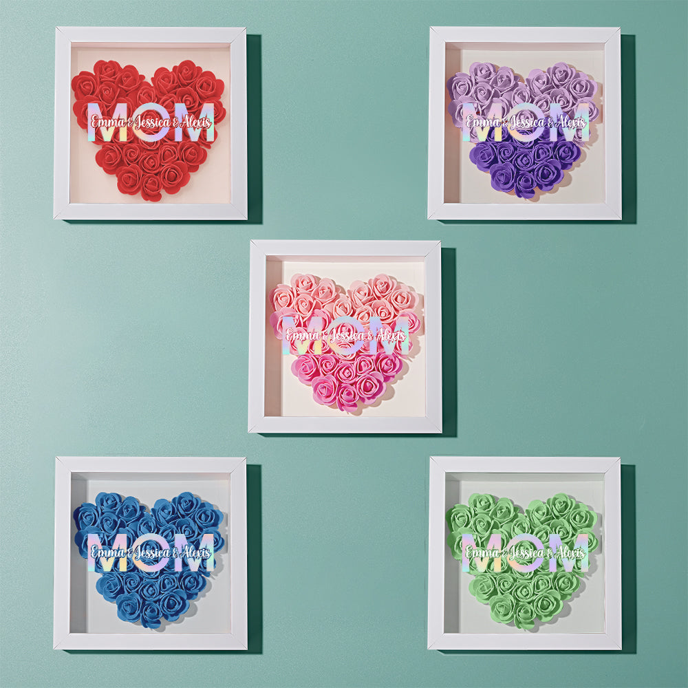 Custom Flower Shadow Box Frame with Name Mother's Day Gift -