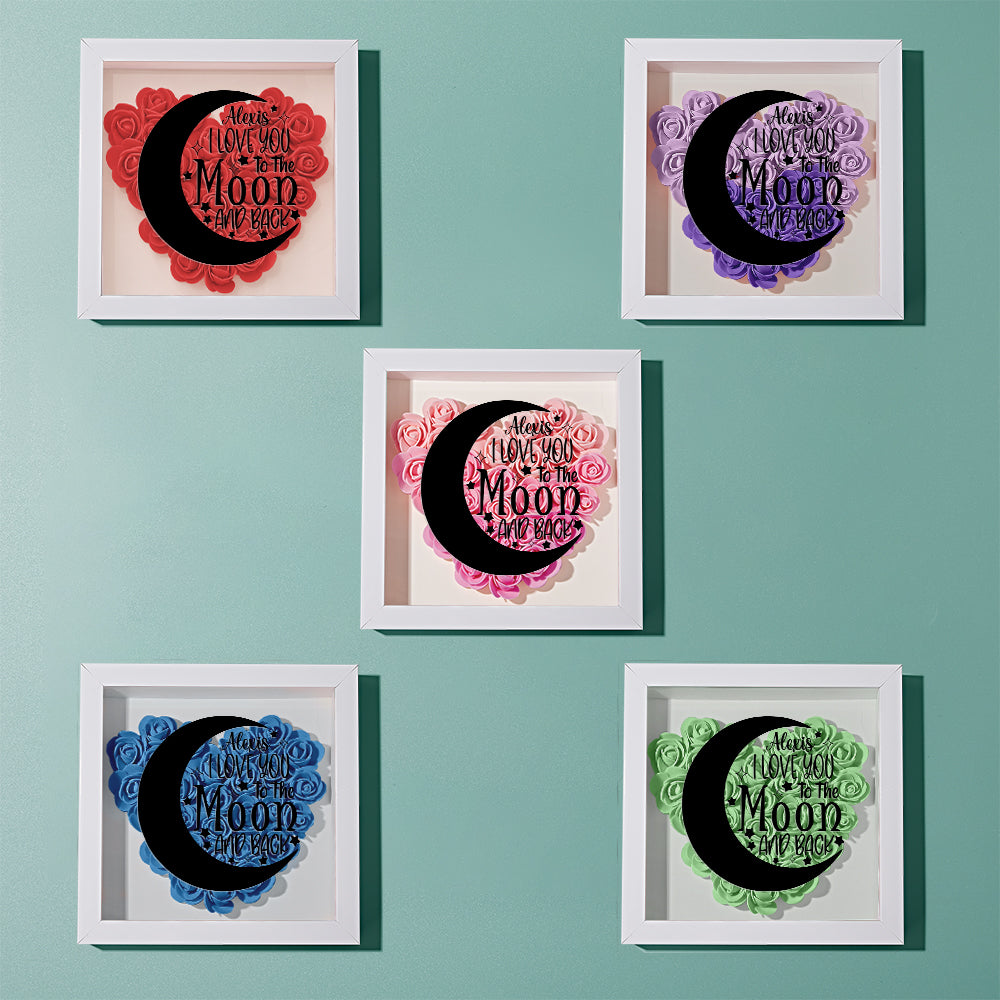 Custom Flower Shadow Box Personalized Moon Flower Shadowbox Frame Mother's Day Gift -