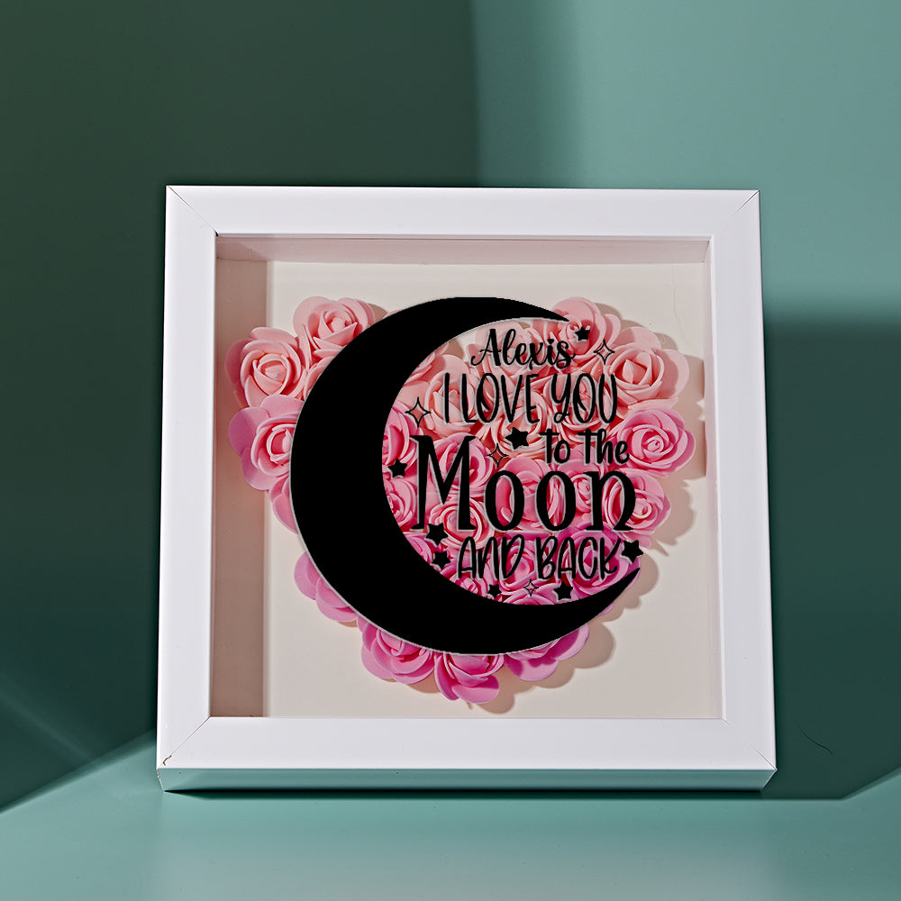 Custom Flower Shadow Box Personalized Moon Flower Shadowbox Frame Mother's Day Gift -