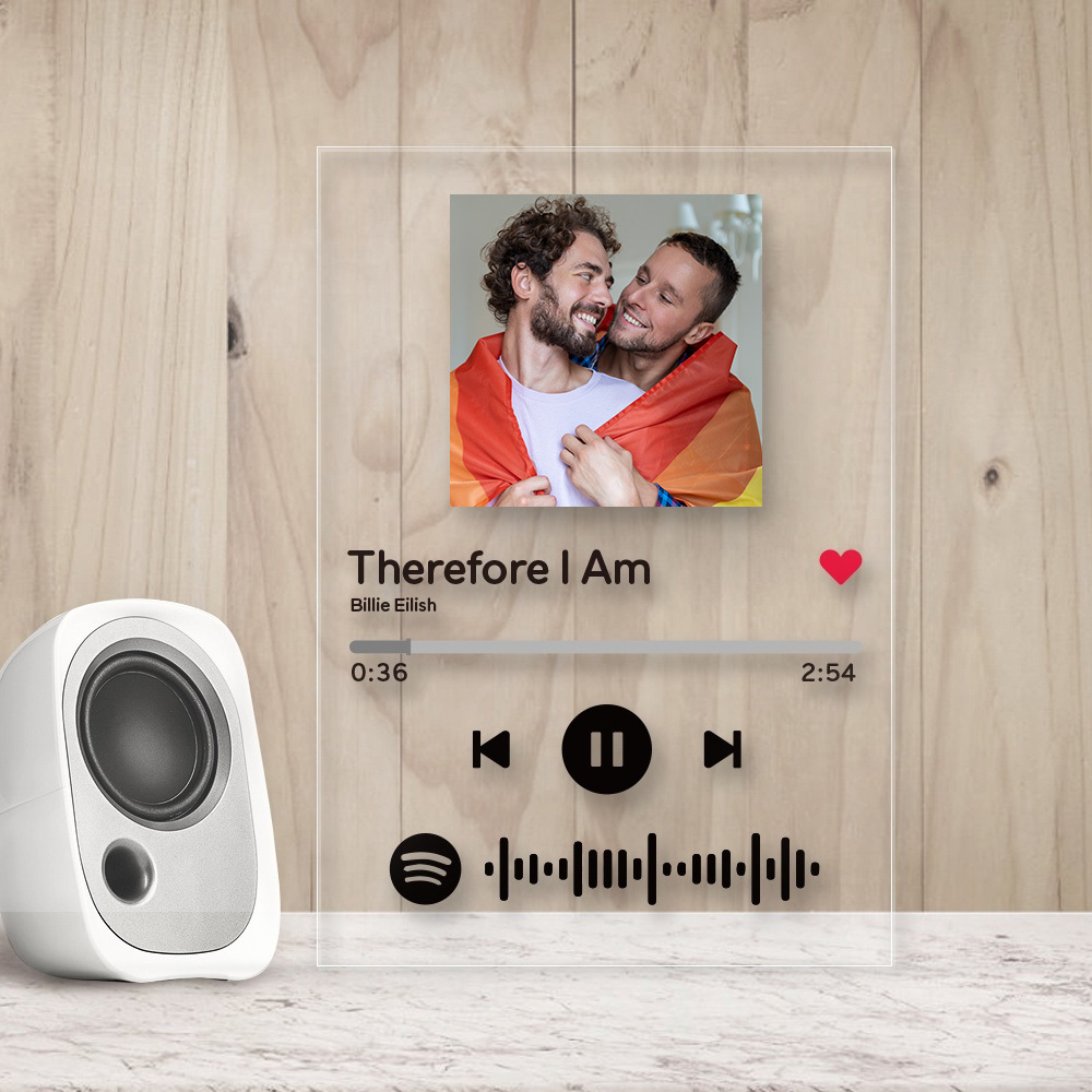Custom Rainbow Gifts LGBT Gift Custom Spotify Glass Scannable Spotify Music Code Plaque Artwork Night Light