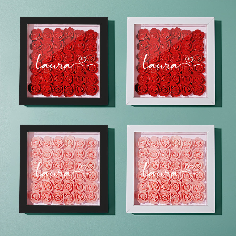 Custom Flower Shadow Box Personalized Name Flower Shadowbox Frame Gift
