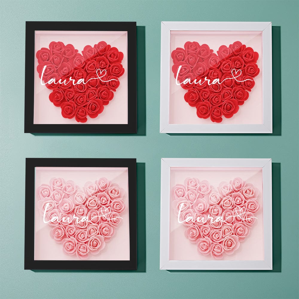 Personalized Flower Shadowbox With Name Gifts for Her
