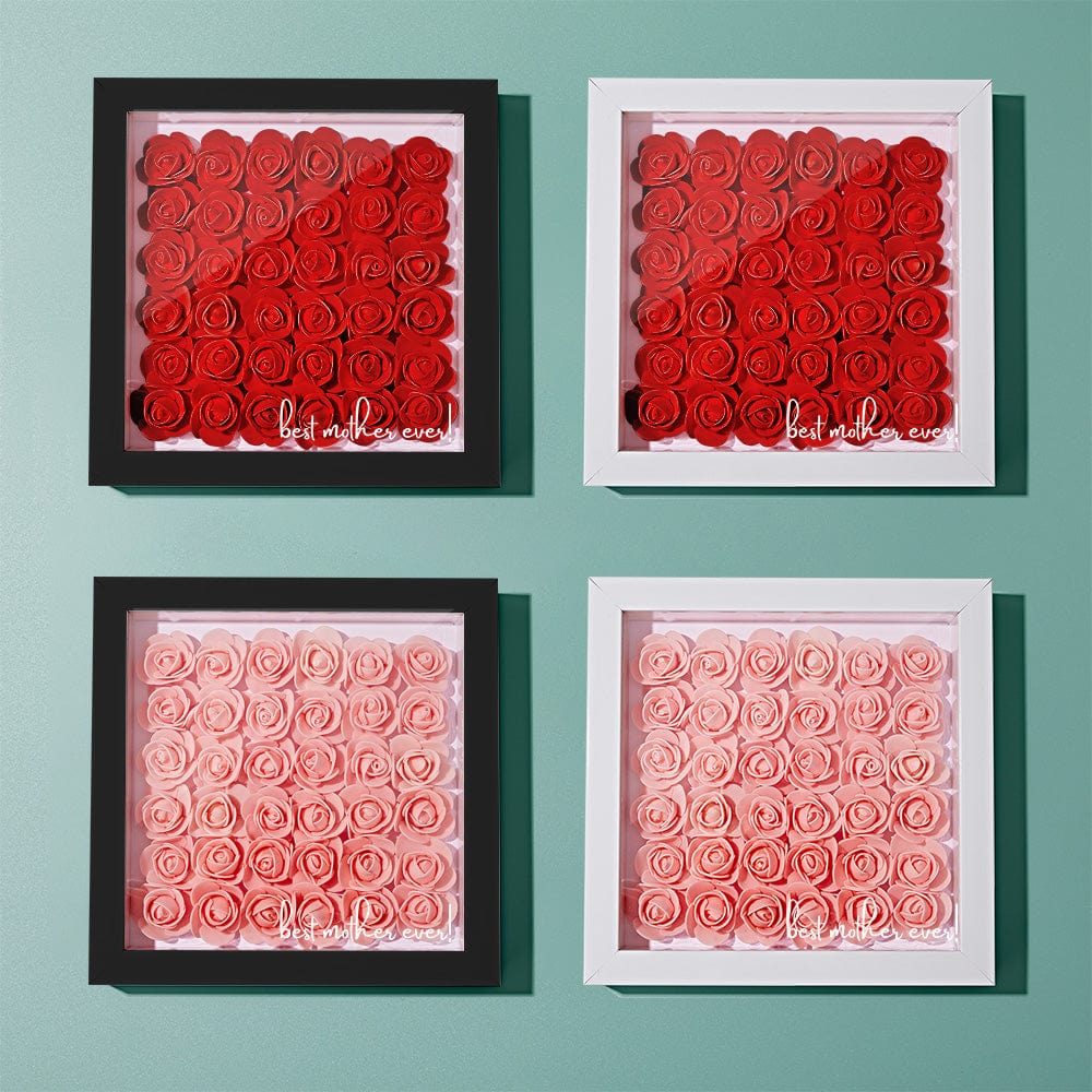 Custom Flower Shadow Box With Text Gifts for Mom - Best Mother Ever