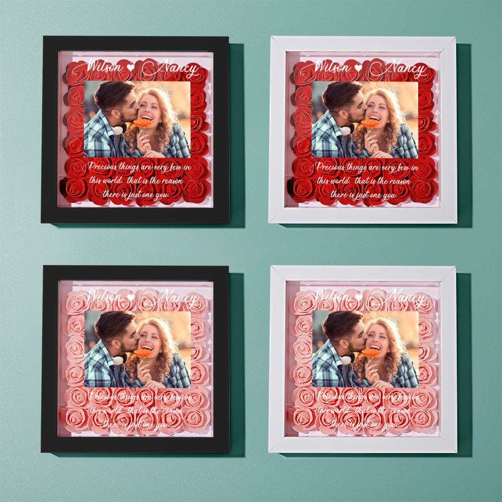 Custom Photo Flower Shadow Box Personalized Flower Shadowbox Frame Gift - GiftLab