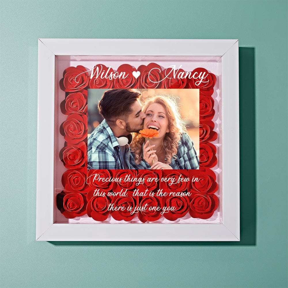 Custom Photo Flower Shadow Box Personalized Flower Shadowbox Frame Gift - GiftLab