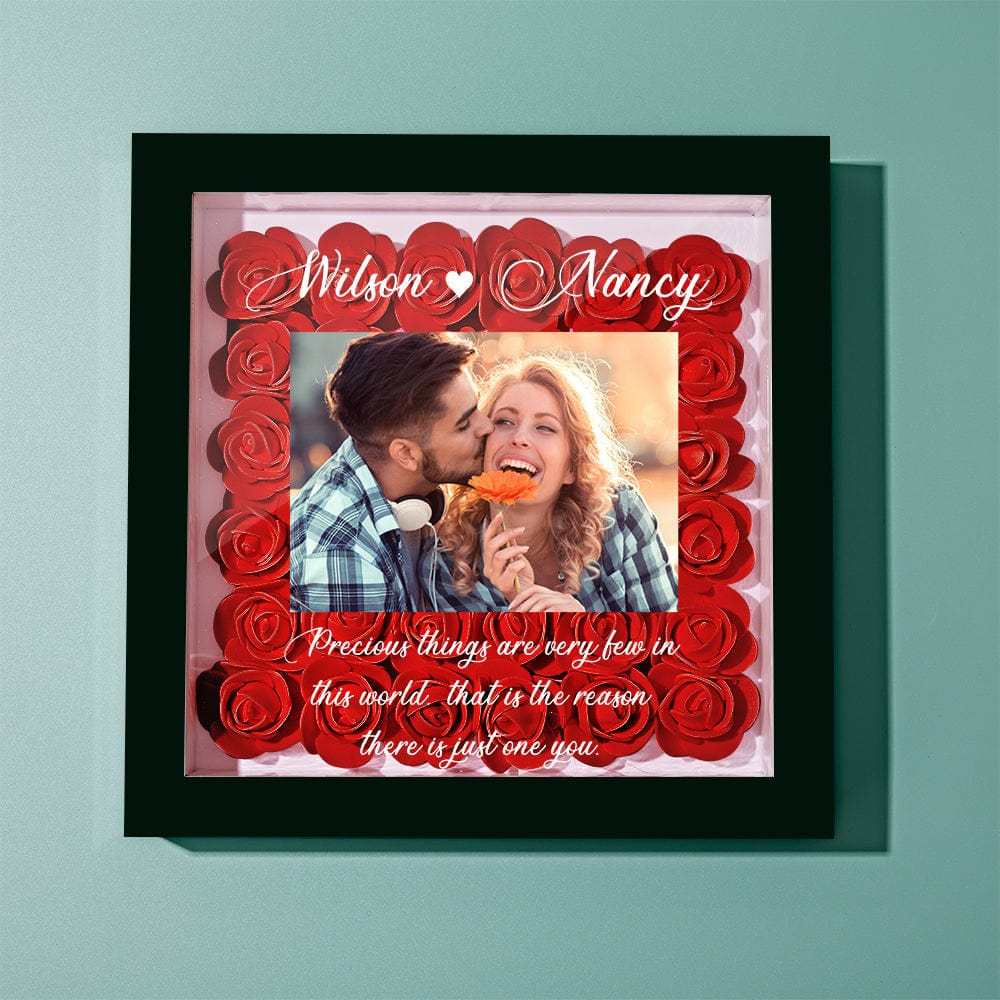 Custom Photo Flower Shadow Box Personalized Flower Shadowbox Frame Gift - GiftLab