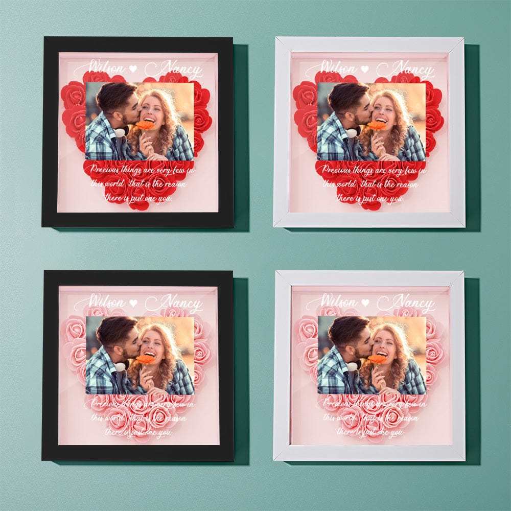 Custom Photo Flower Shadow Box Personalized Flower Shadowbox Frame Gift - GiftLab