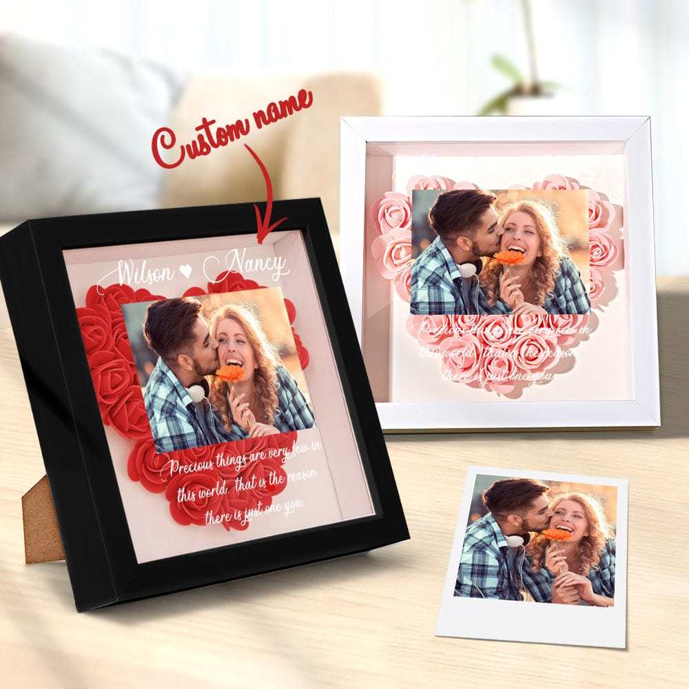 Custom Photo Flower Shadow Box Personalized Flower Shadowbox Frame Gift - GiftLab