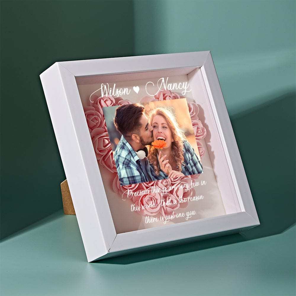 Custom Photo Flower Shadow Box Personalized Flower Shadowbox Frame Gift - GiftLab
