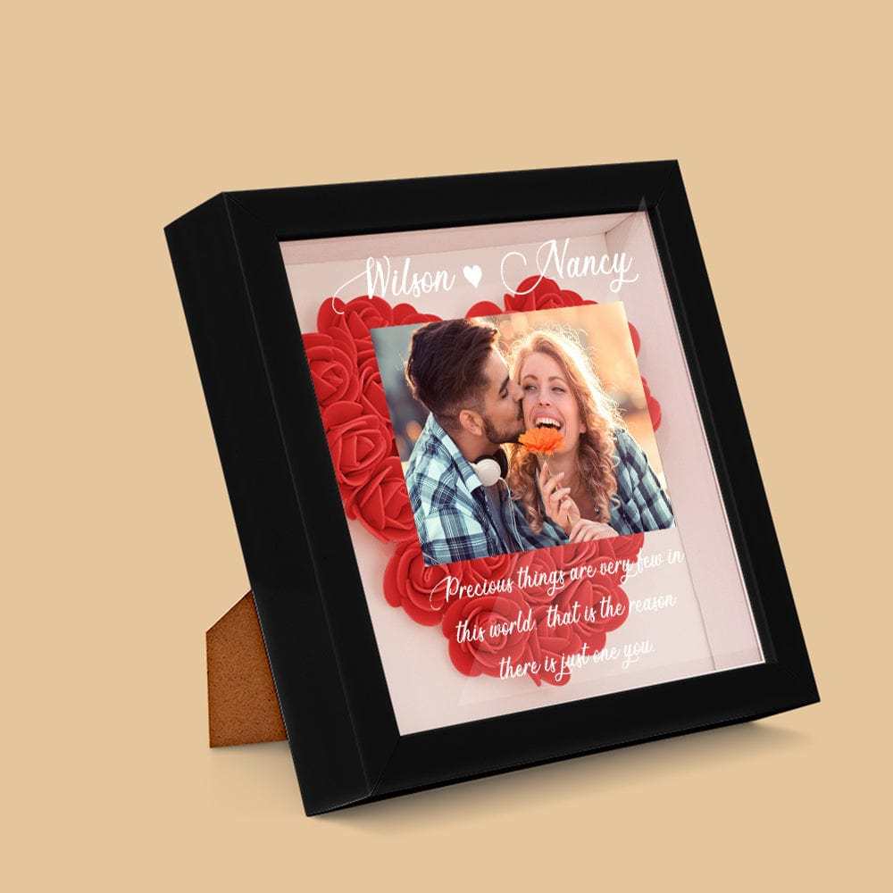 Custom Photo Flower Shadow Box Personalized Flower Shadowbox Frame Gift - GiftLab