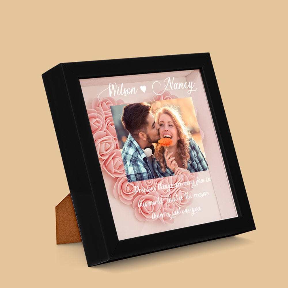 Custom Photo Flower Shadow Box Personalized Flower Shadowbox Frame Gift - GiftLab