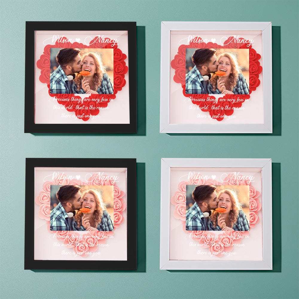 Custom Photo Flower Shadow Box Personalized Flower Shadowbox Frame Gift - GiftLab
