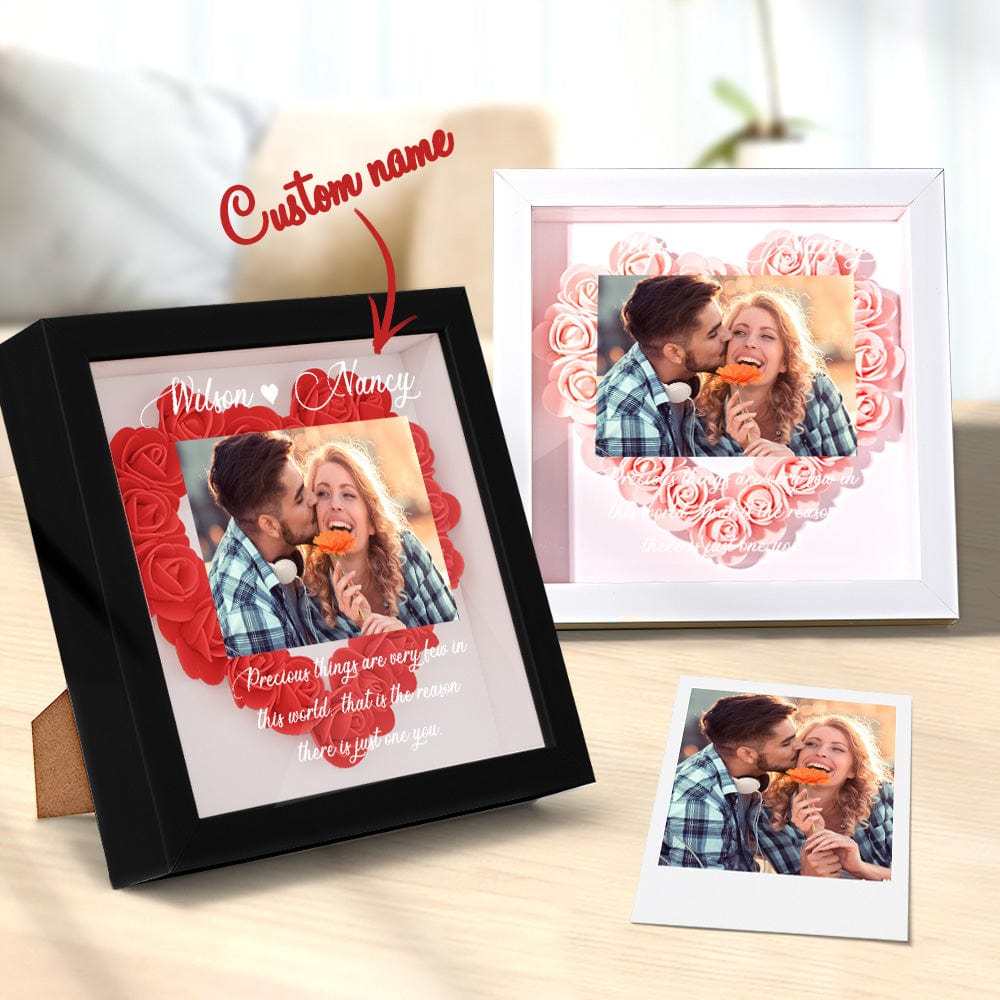 Custom Photo Flower Shadow Box Personalized Flower Shadowbox Frame Gift - GiftLab
