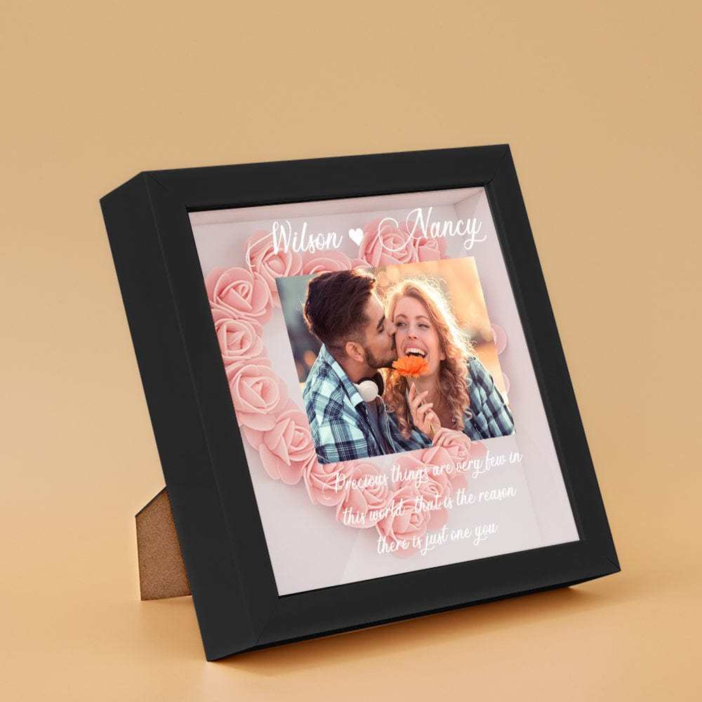 Custom Photo Flower Shadow Box Personalized Flower Shadowbox Frame Gift - GiftLab