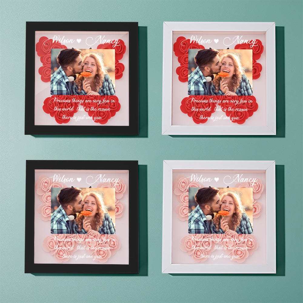 Custom Photo Flower Shadow Box Personalized Flower Shadowbox Frame Gift - GiftLab