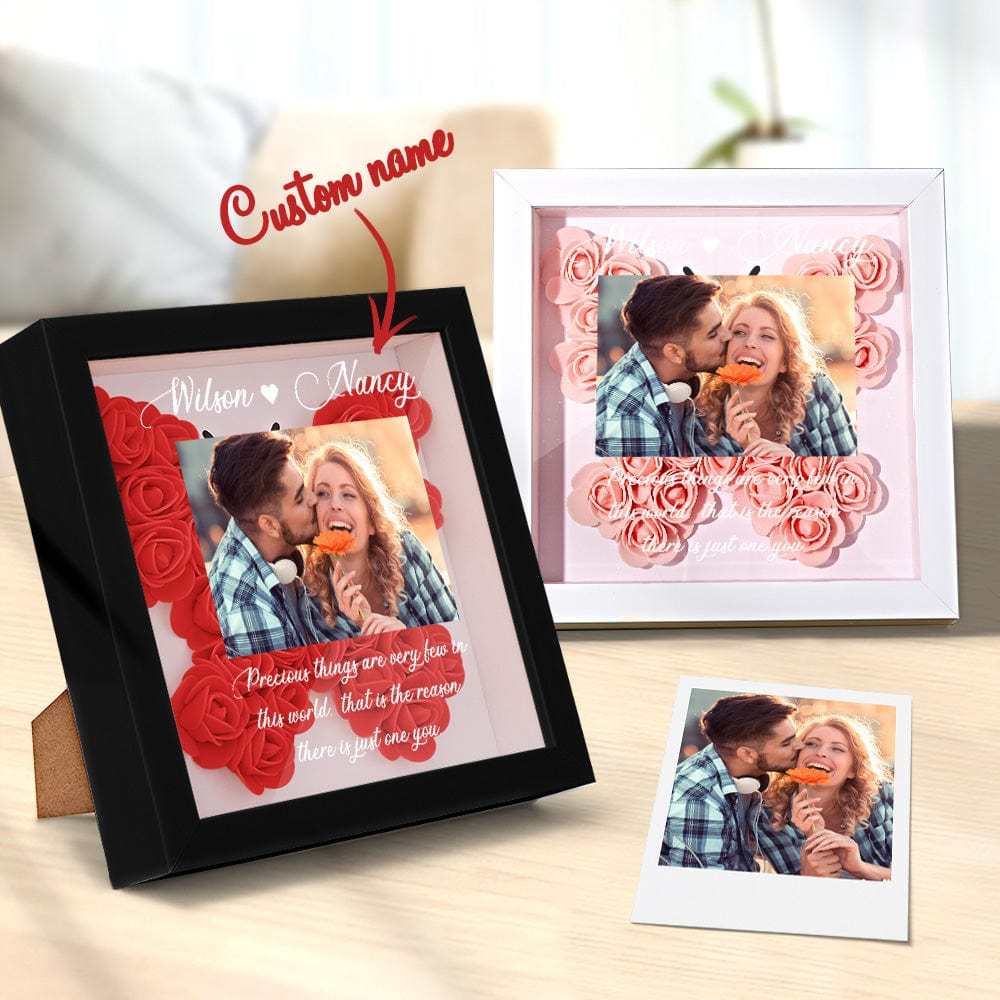 Custom Photo Flower Shadow Box Personalized Flower Shadowbox Frame Gift - GiftLab