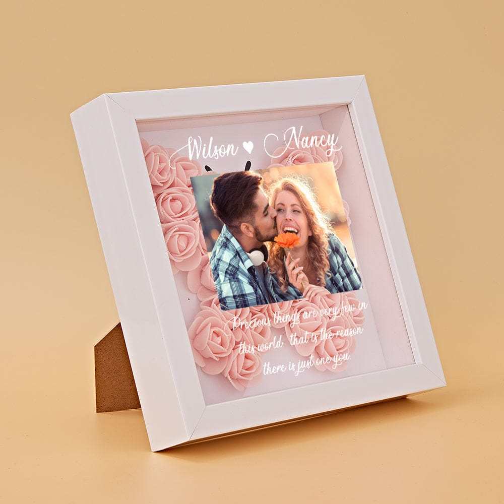 Custom Photo Flower Shadow Box Personalized Flower Shadowbox Frame Gift - GiftLab
