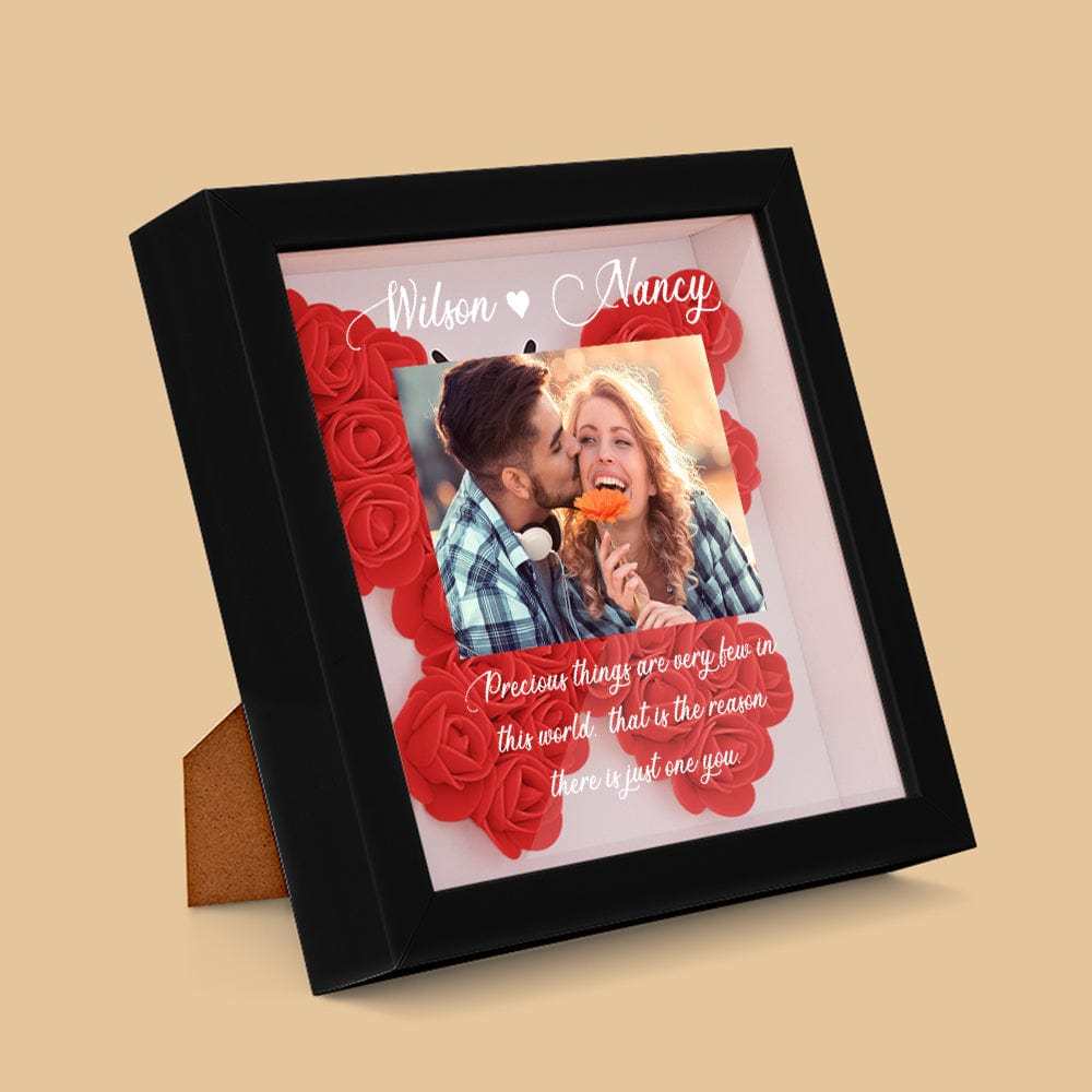 Custom Photo Flower Shadow Box Personalized Flower Shadowbox Frame Gift - GiftLab