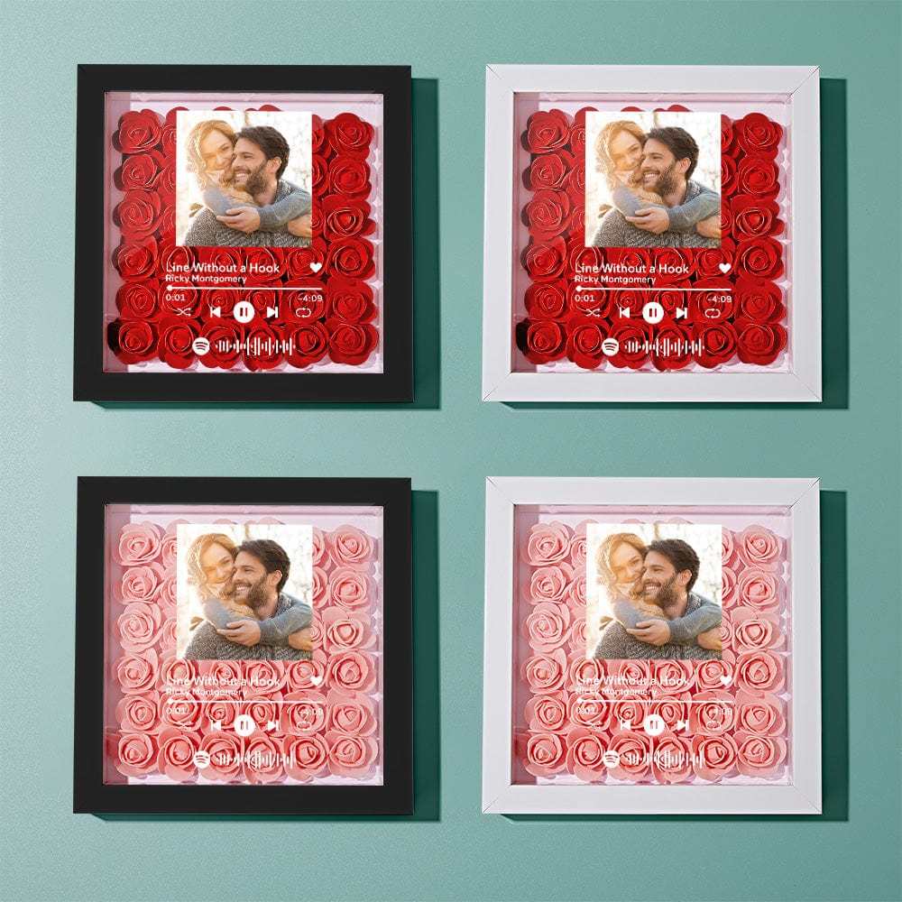 Custom Scannable Spotify Code Photo Music Flower Shadow Box Personalized Flower Shadowbox Frame Gift - GiftLab