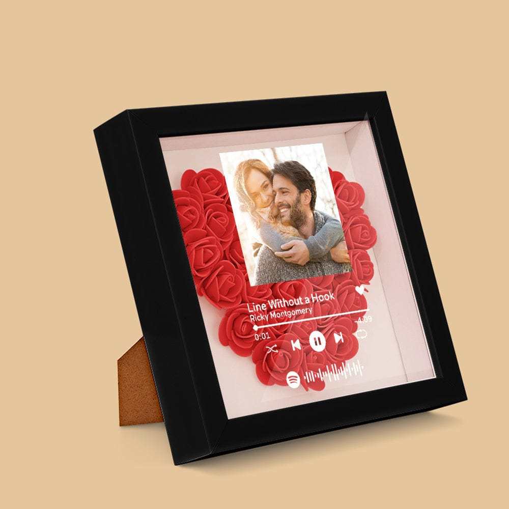Custom Scannable Spotify Code Photo Music Flower Shadow Box Personalized Flower Shadowbox Frame Gift - GiftLab