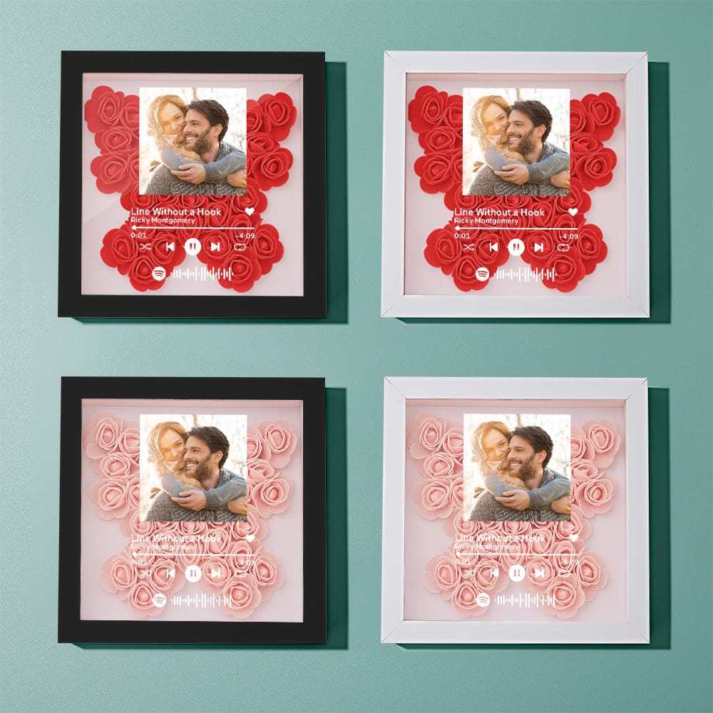 Custom Scannable Spotify Code Photo Music Flower Shadow Box Personalized Flower Shadowbox Frame Gift - GiftLab