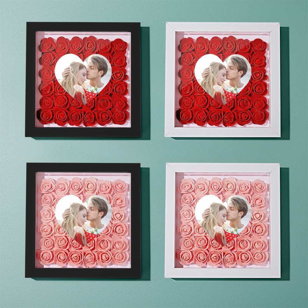 Custom Photo Flower Shadow Box Personalized Heart Flower Shadowbox Frame Gift - GiftLab