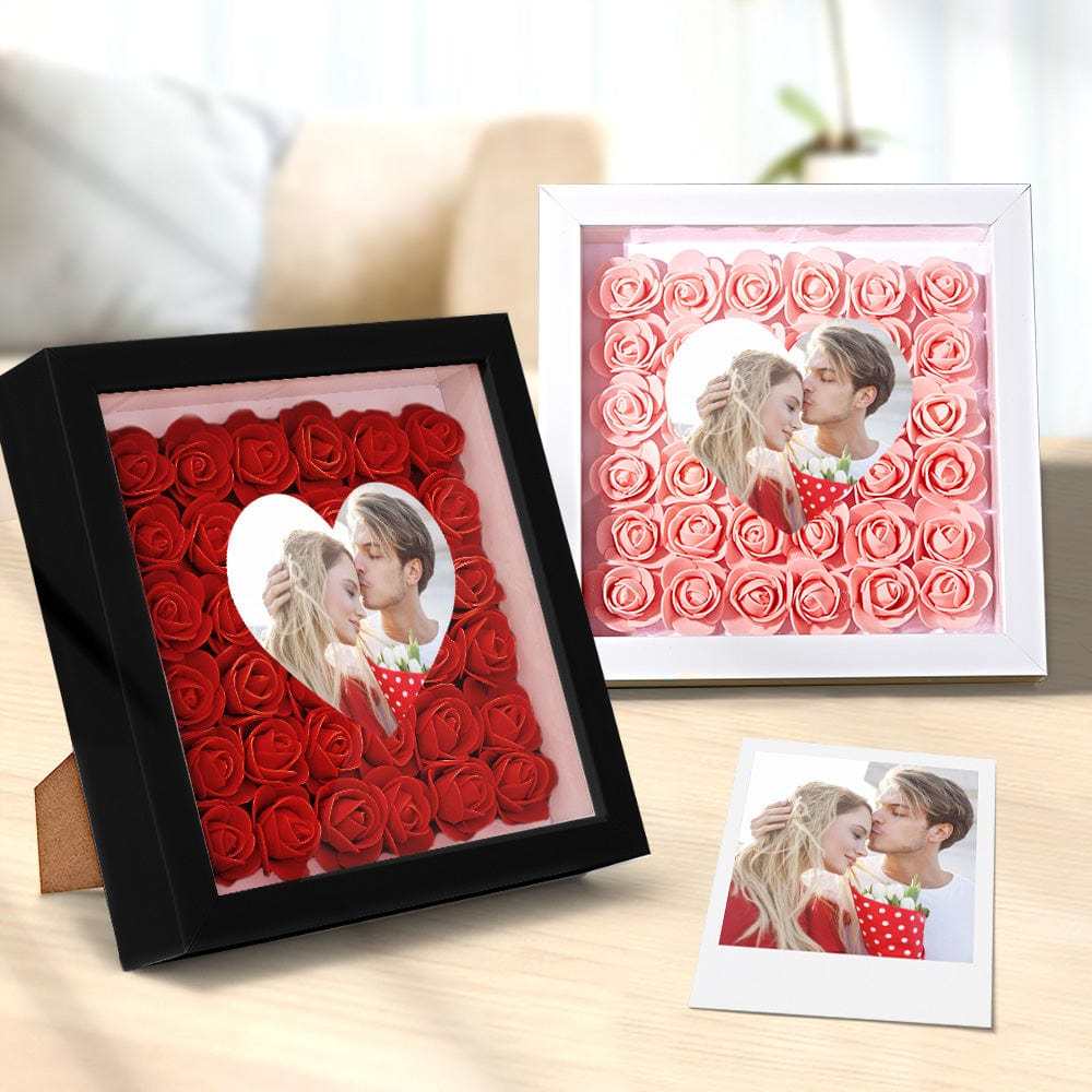 Custom Photo Flower Shadow Box Personalized Heart Flower Shadowbox Frame Gift - GiftLab