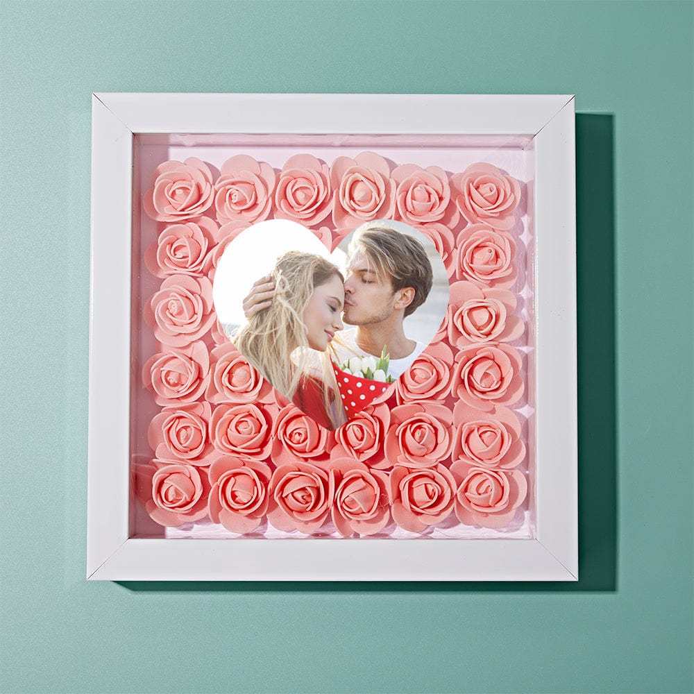 Custom Photo Flower Shadow Box Personalized Heart Flower Shadowbox Frame Gift - GiftLab