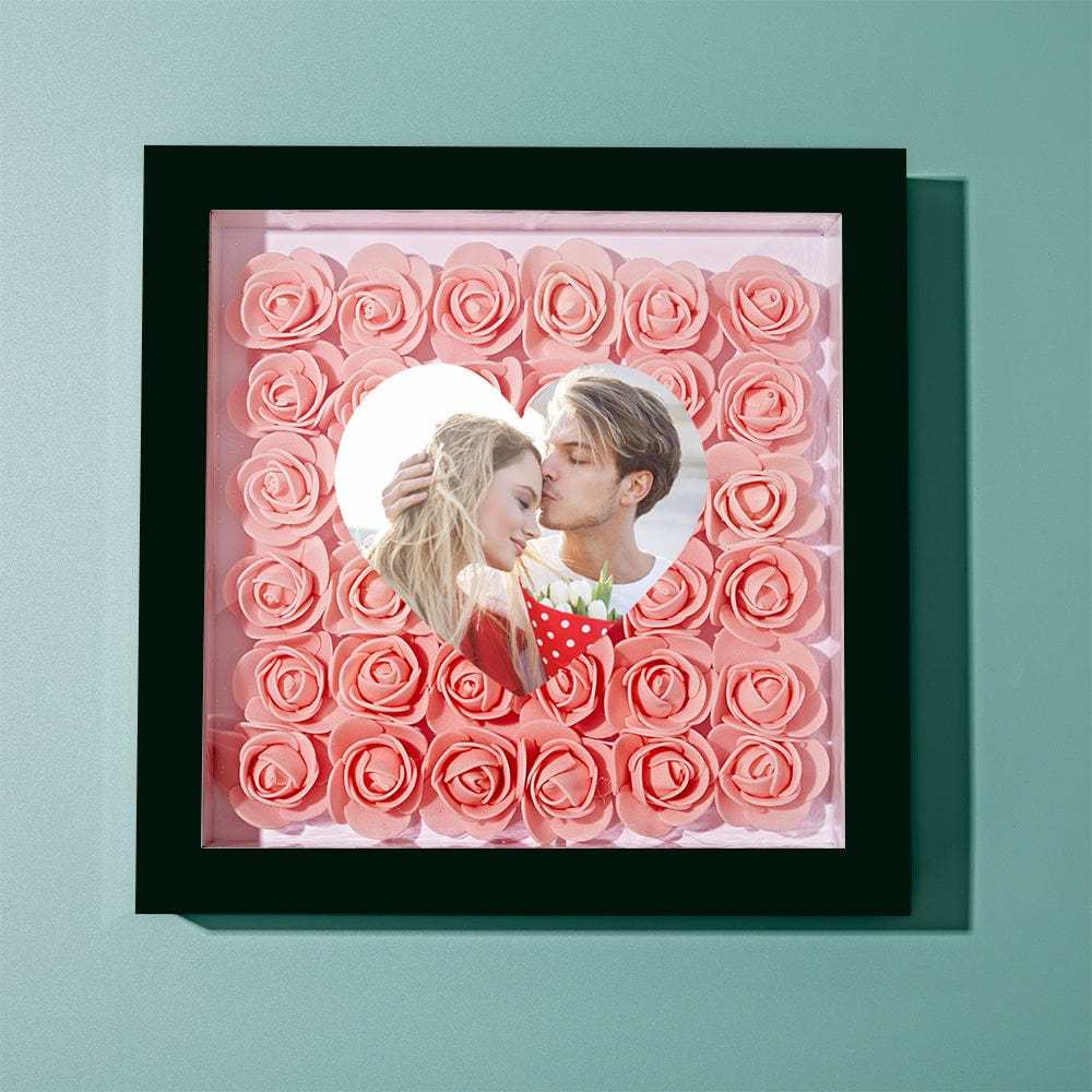 Custom Photo Flower Shadow Box Personalized Heart Flower Shadowbox Frame Gift - GiftLab