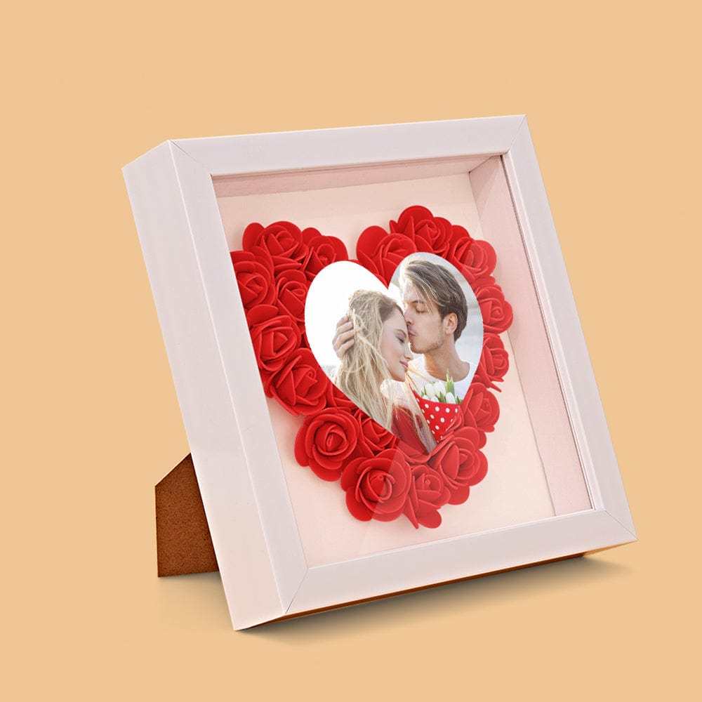 Custom Photo Flower Shadow Box Personalized Heart Flower Shadowbox Frame Gift - GiftLab