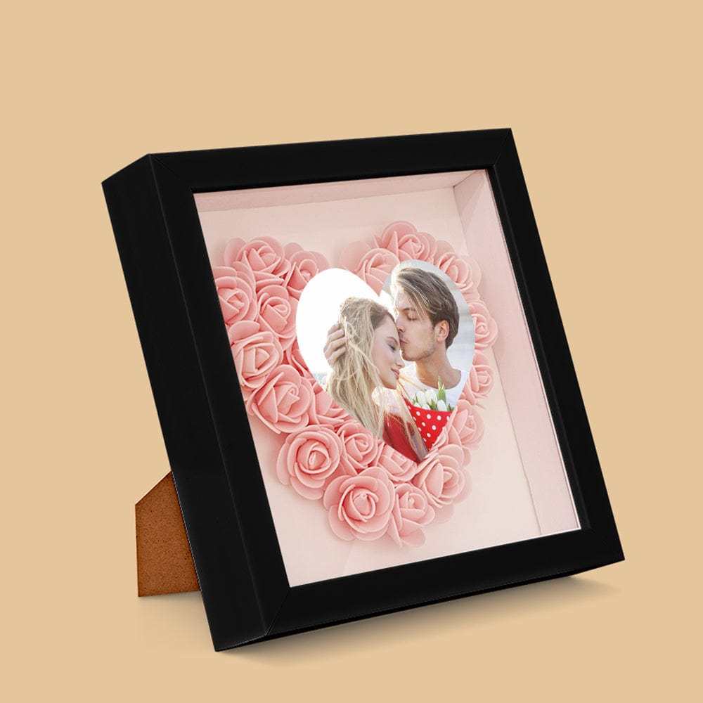 Custom Photo Flower Shadow Box Personalized Heart Flower Shadowbox Frame Gift - GiftLab