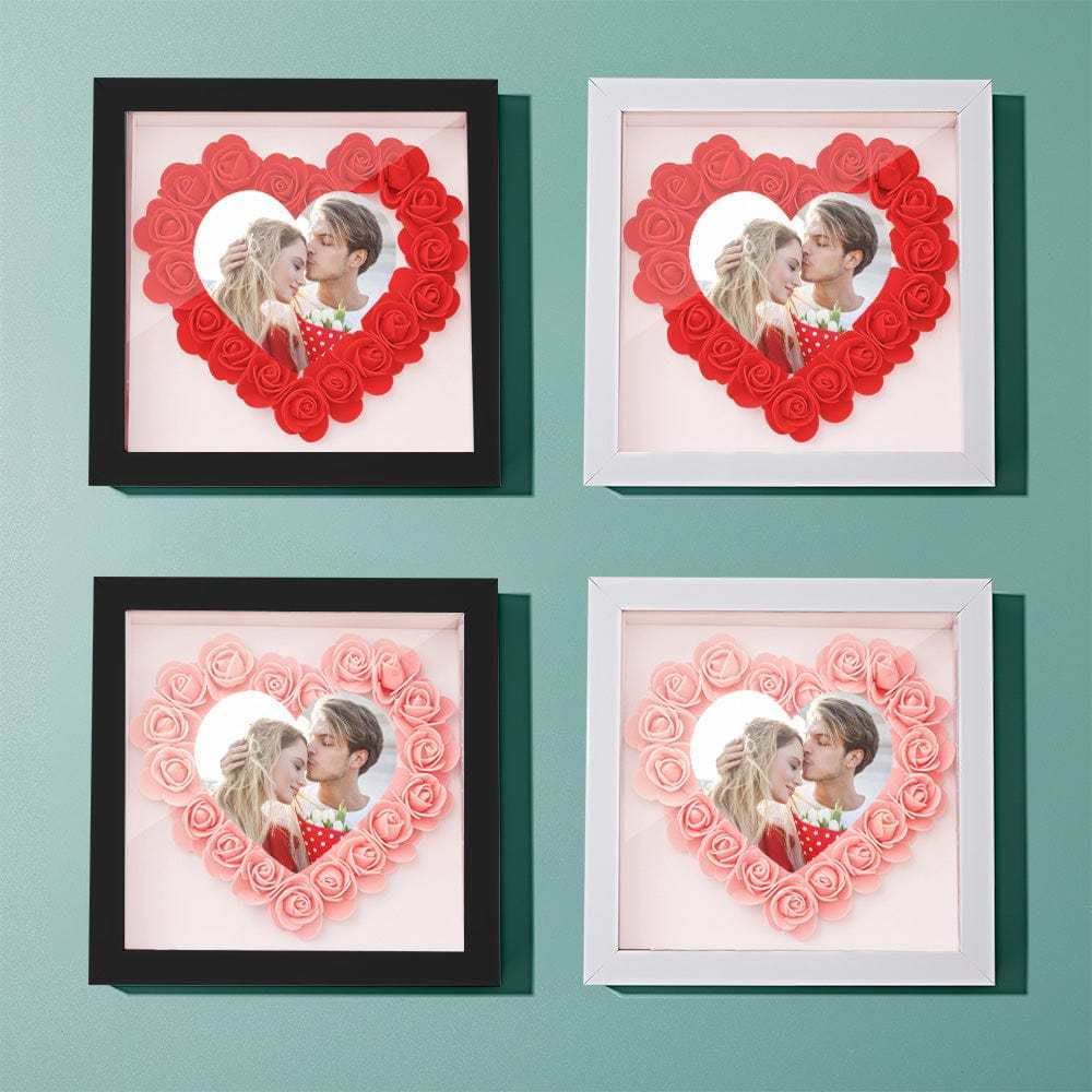 Custom Photo Flower Shadow Box Personalized Heart Flower Shadowbox Frame Gift - GiftLab