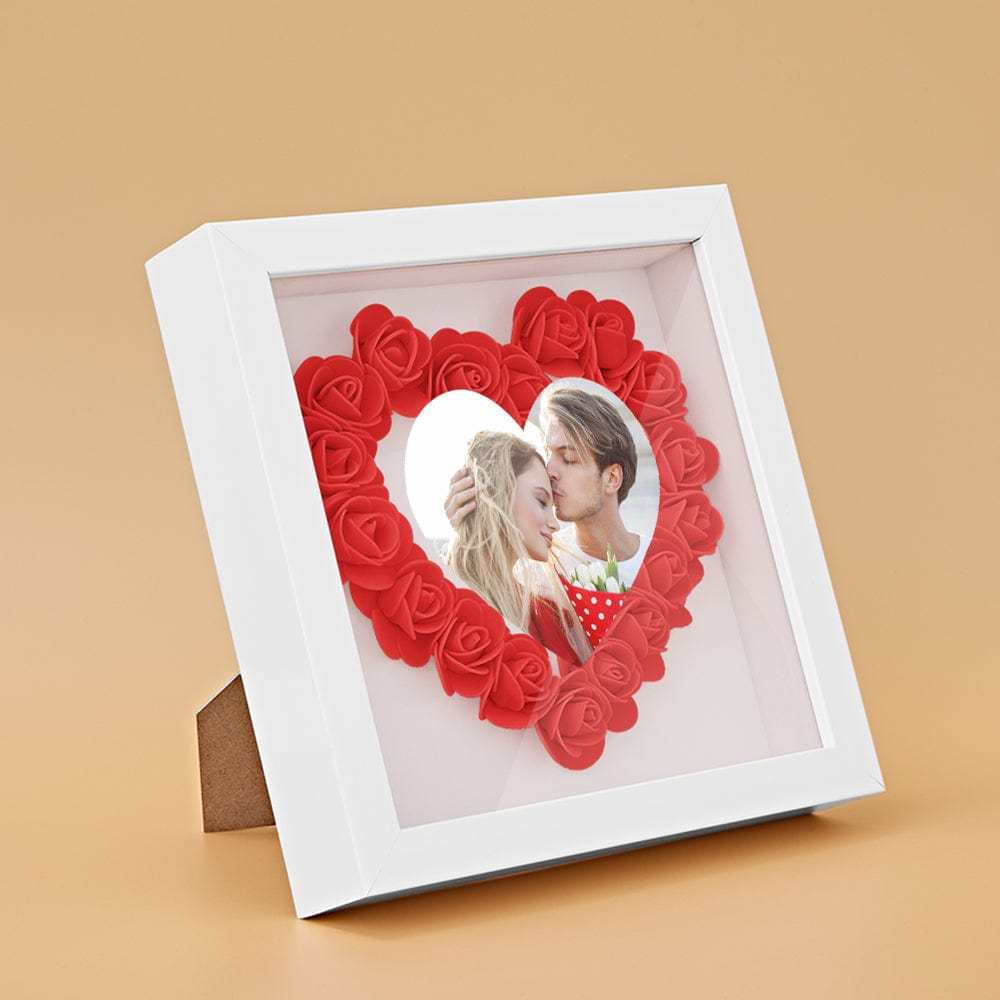 Custom Photo Flower Shadow Box Personalized Heart Flower Shadowbox Frame Gift - GiftLab