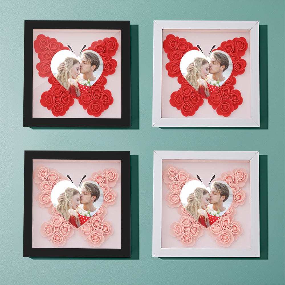 Custom Photo Flower Shadow Box Personalized Heart Flower Shadowbox Frame Gift - GiftLab