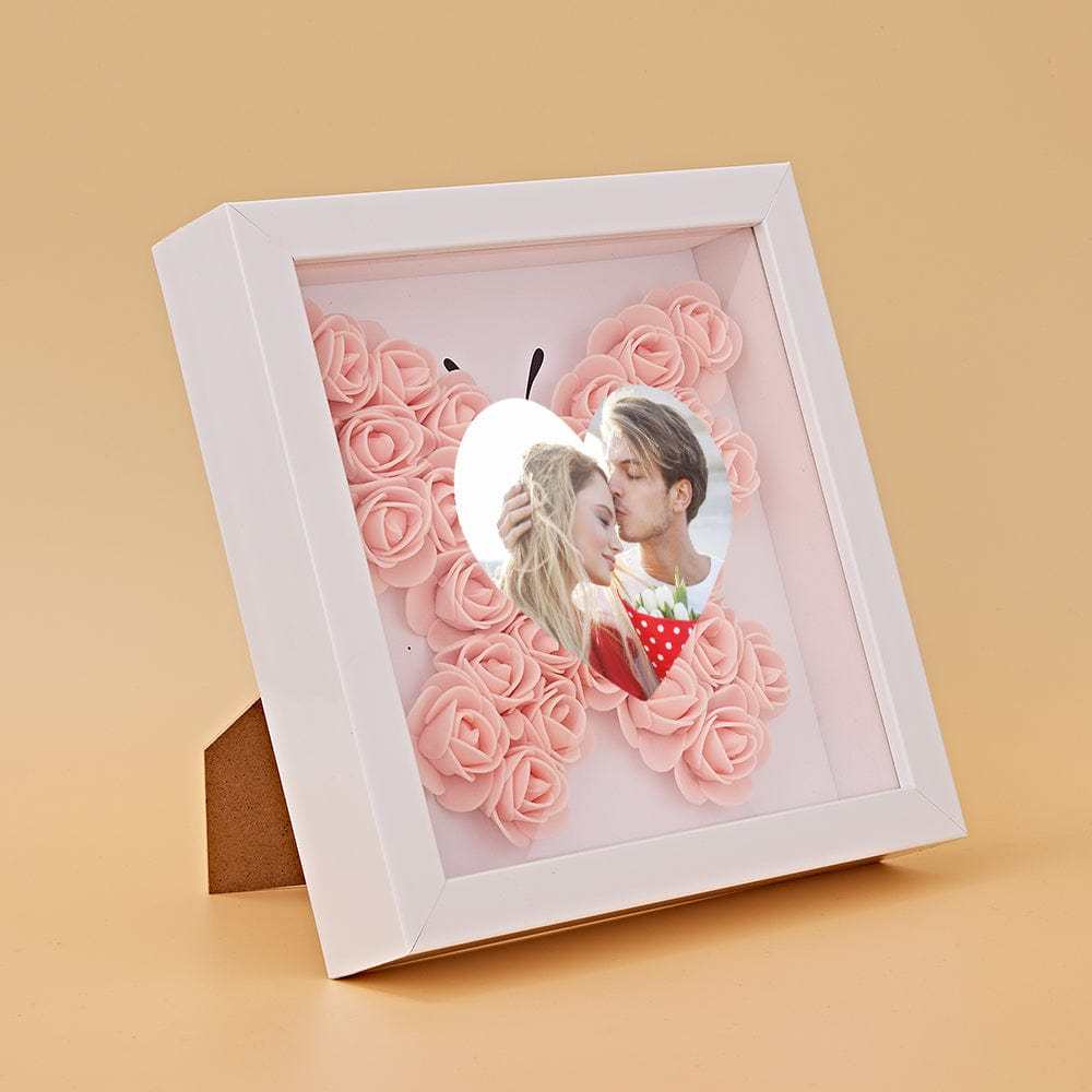 Custom Photo Flower Shadow Box Personalized Heart Flower Shadowbox Frame Gift - GiftLab