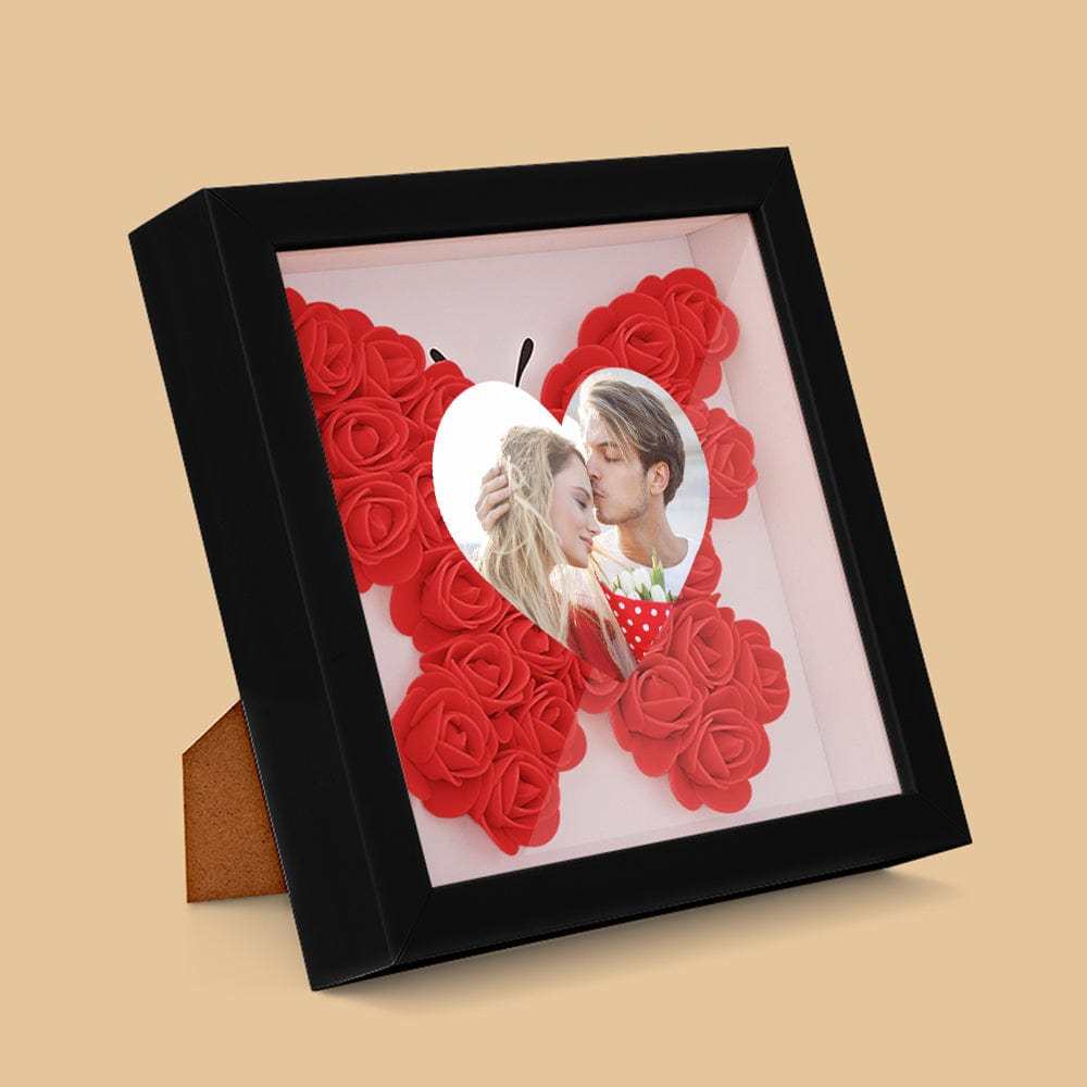 Custom Photo Flower Shadow Box Personalized Heart Flower Shadowbox Frame Gift - GiftLab