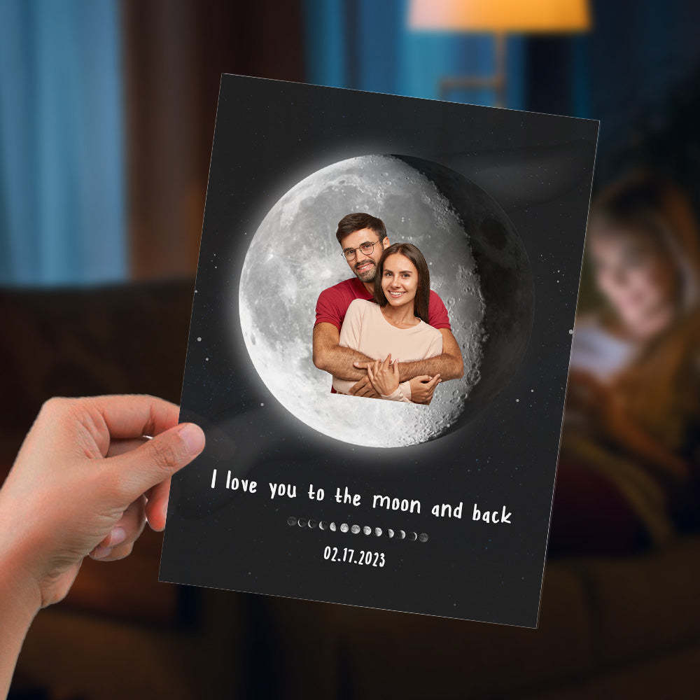 Custom Moon Phase Plaque Decor With Photo/Calendar Anniversary Gift For Couple