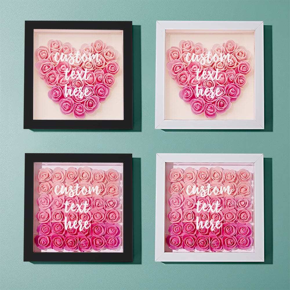 Custom Gradient Pink Flower Shadow Box Personalized Flower Shadowbox Frame Gift for Mom - GiftLab
