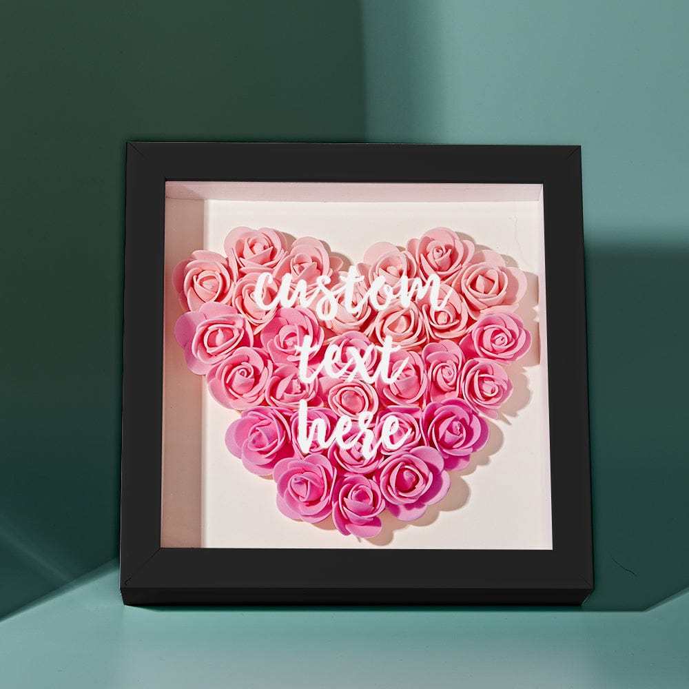 Custom Gradient Pink Flower Shadow Box Personalized Flower Shadowbox Frame Gift for Mom - GiftLab