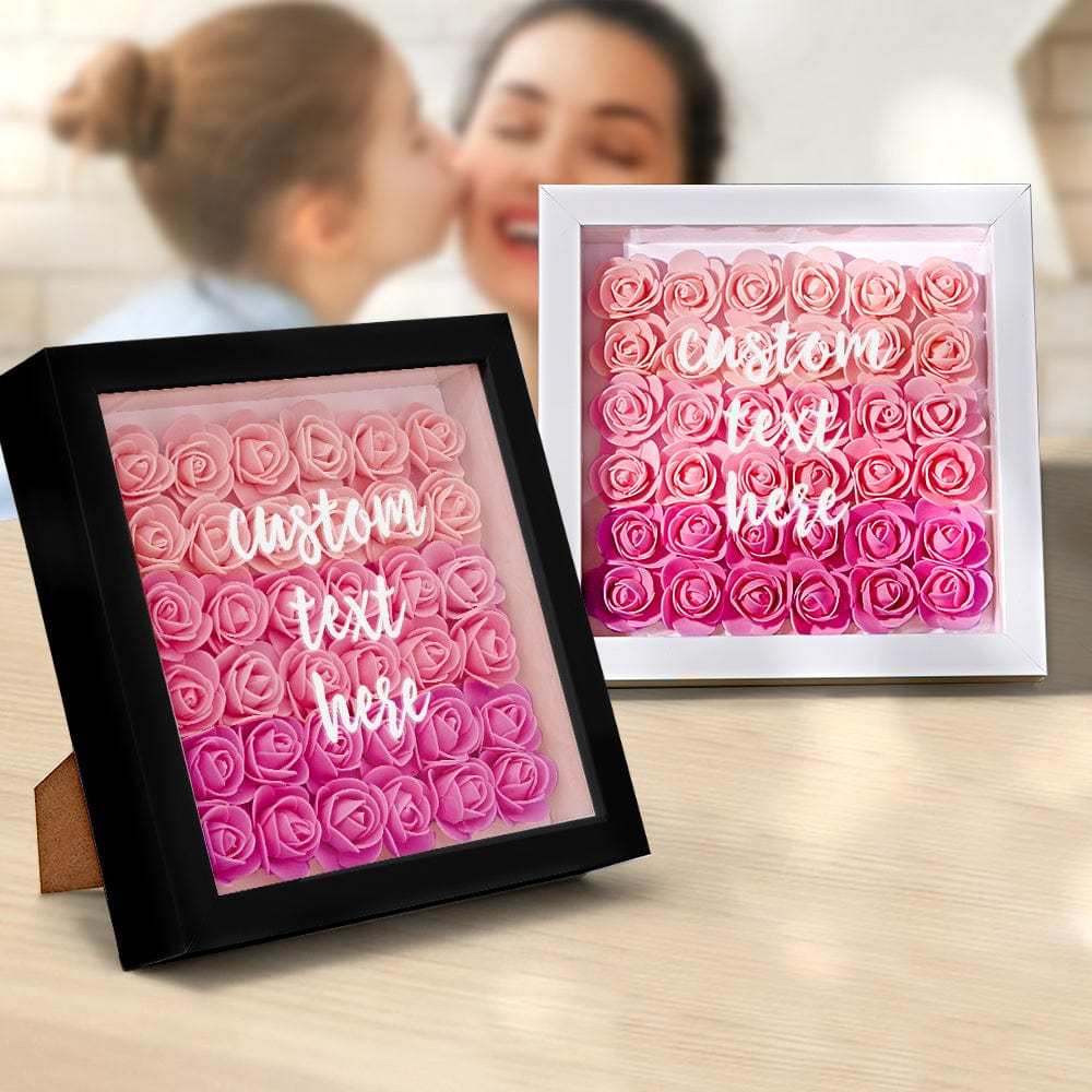 Custom Gradient Pink Flower Shadow Box Personalized Flower Shadowbox Frame Gift for Mom - GiftLab