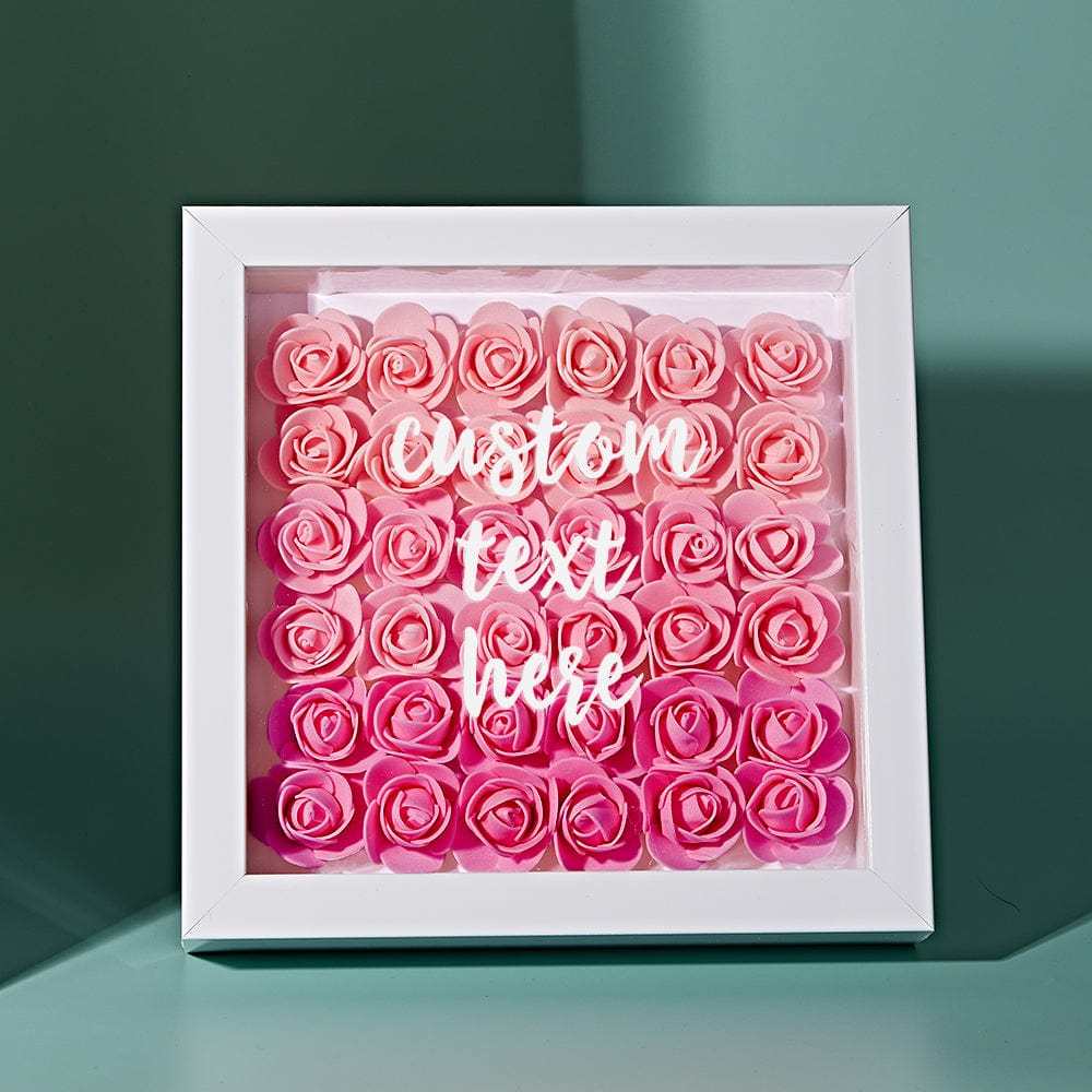 Custom Gradient Pink Flower Shadow Box Personalized Flower Shadowbox Frame Gift for Mom - GiftLab